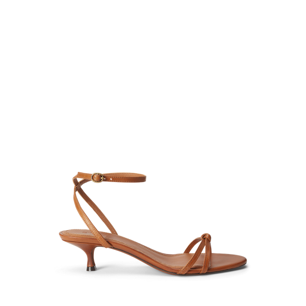 Polo Ralph Lauren Leather Kitten-heel Sandal In Cuoio