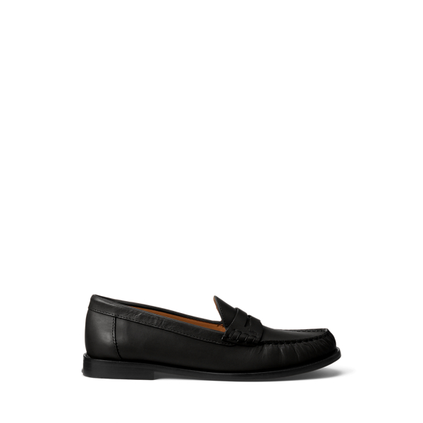 Ralph Lauren Calfskin Penny Loafer In Black