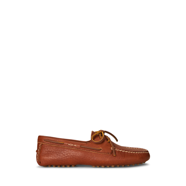 Ralph Lauren Leather Driver In Brown