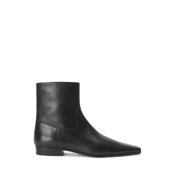 Ralph Lauren Calfskin Ankle Boot In Black