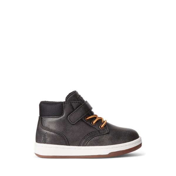 Polo Ralph Lauren Polo Court High-top Ps Sneaker In Black On Black