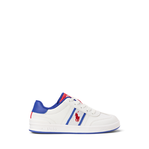 Polo Ralph Lauren Heritage Court Iii Faux-leather Sneaker In White/royal