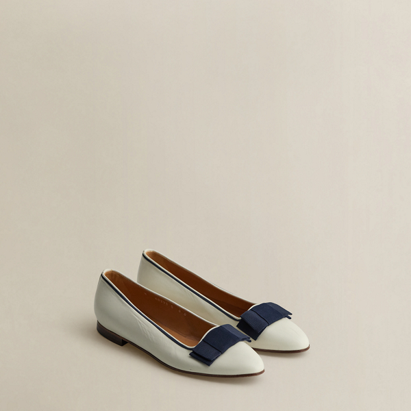 Ralph Lauren C. 2000 Leather Ballet Flats In White