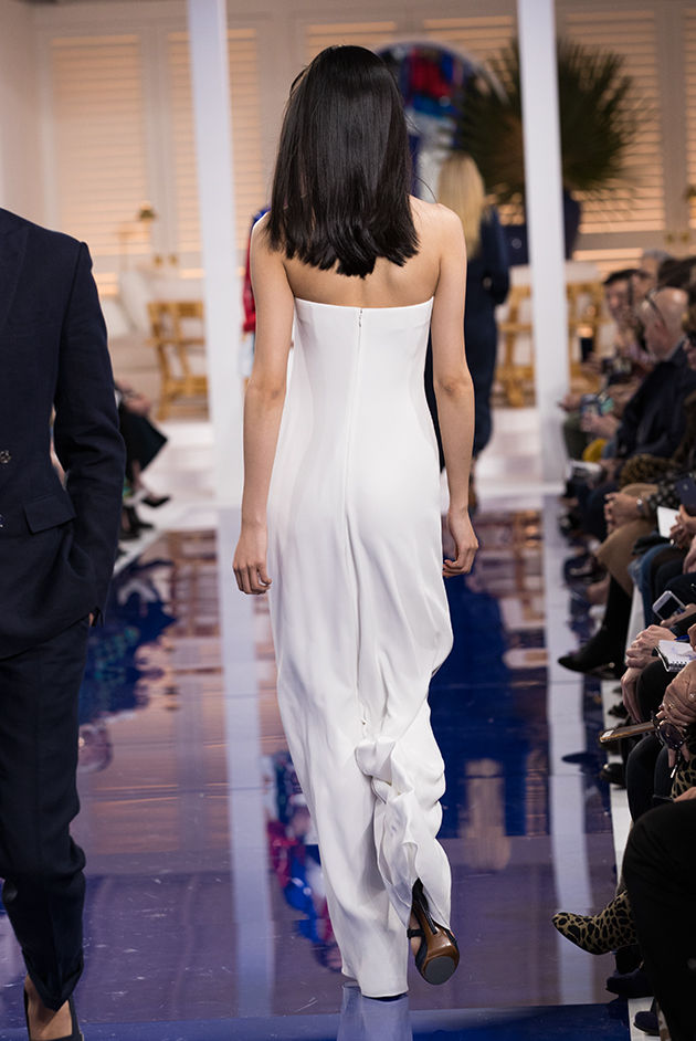Back view of Model in Look 17 from Ralph Lauren’s Spring 2018 Fashion Show