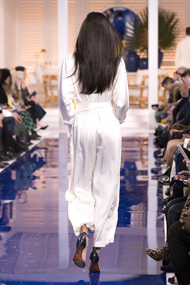 Back view of Model in Look 45 from Ralph Lauren’s Spring 2018 Fashion Show