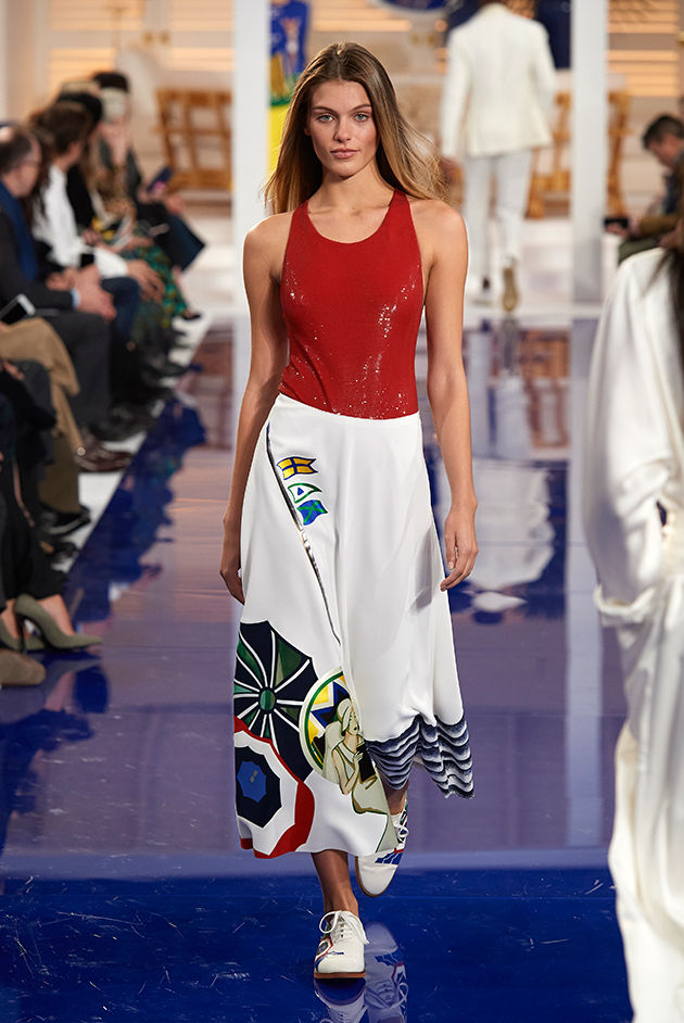 Model in Look 46 from Ralph Lauren’s Spring 2018 Fashion Show